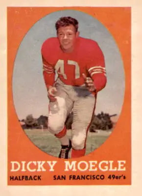 Vintage Dick Moegle football trading card from 1958 Topps San Francisco 49ers series