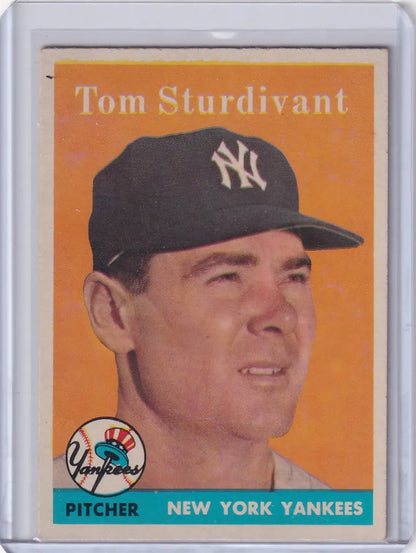 Vintage baseball trading card of Tom Sturdivant from the New York Yankees 1958 Topps #127