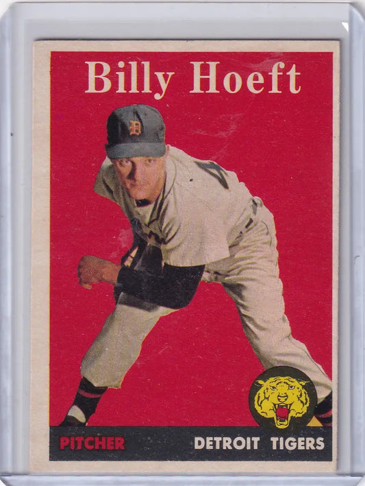 Vintage Billy Hoeft baseball card from 1958 Topps featuring Detroit Tigers player