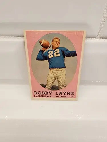 Vintage Bobby Layne football card from 1958 Topps sports trading card collection