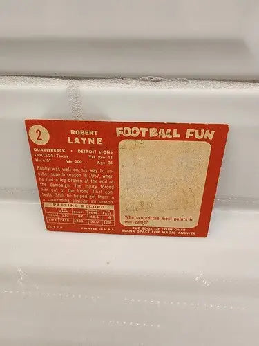 Vintage Bobby Layne football trading card from 1958 Topps EX collection