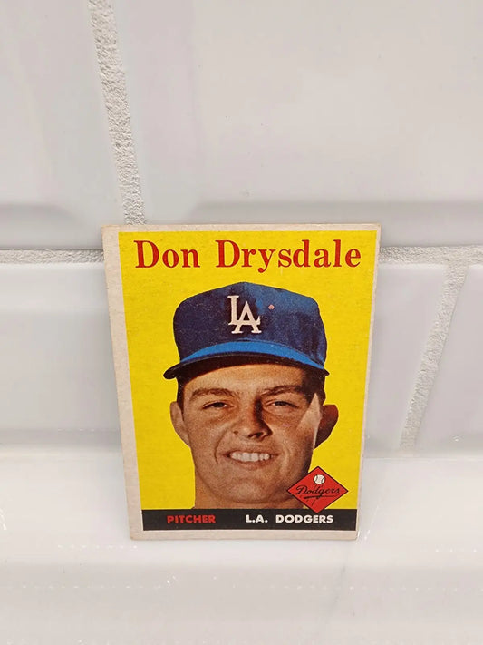 Trading card featuring Don Drysdale from 1958 Topps series in excellent condition