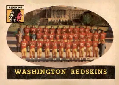 Vintage Washington Redskins team photo from 1958 Topps #27, a great card for collectors
