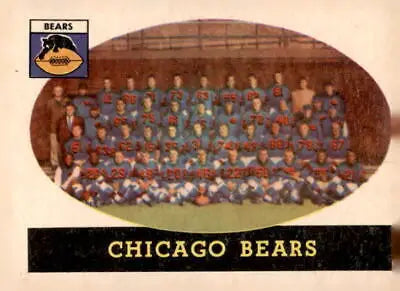 Vintage Chicago Bears team photo featured on 1958 Topps trading card