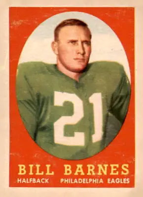 Vintage Bill Barnes football trading card from 1958 Topps #4 Philadelphia Eagles