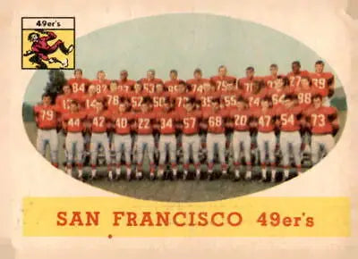 Vintage San Francisco 49ers team photo from the 1958 Topps #41 card collection