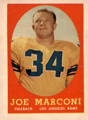 1958 Topps Joe Marconi football card, a collectible sports trading card from the trading card series