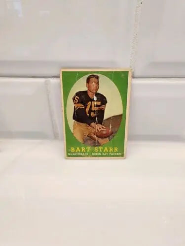 Vintage Bart Starr football card from the 1958 Topps set showcasing Green Bay Packers legend
