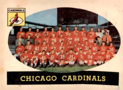 Vintage Chicago Cardinals team photo on 1958 Topps Trading Card, perfect sports memorabilia