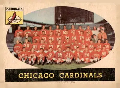 Vintage Chicago Cardinals team photo featured on the 1958 Topps trading card