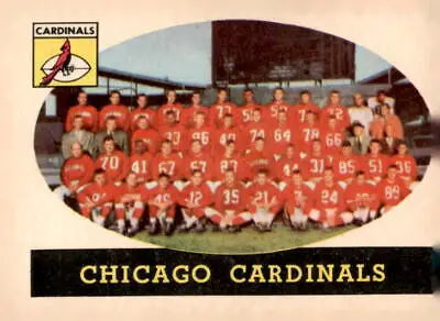 Vintage Chicago Cardinals team photo from 1958 Topps #69 trading card collection