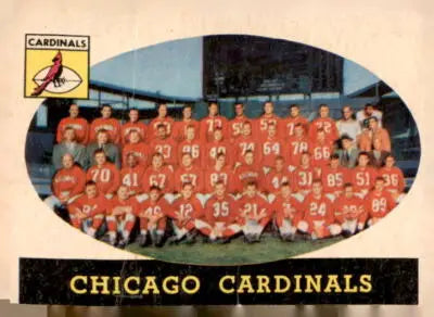 Vintage Chicago Cardinals team photo trading card from 1958 Topps #69 for Chicago Cardinals trading