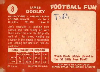 Vintage 1958 Topps James Dooley sports trading card for collectors