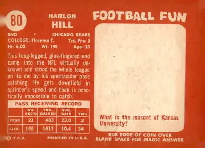 Vintage 1958 Topps Harlon Hill EX-MT sports trading card for collectors