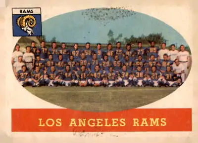Vintage Los Angeles Rams team photo featured on 1958 Topps #85 trading card