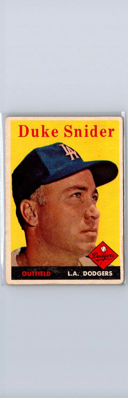 Duke Snider baseball card from the 1958 Topps #88 trading cards collection