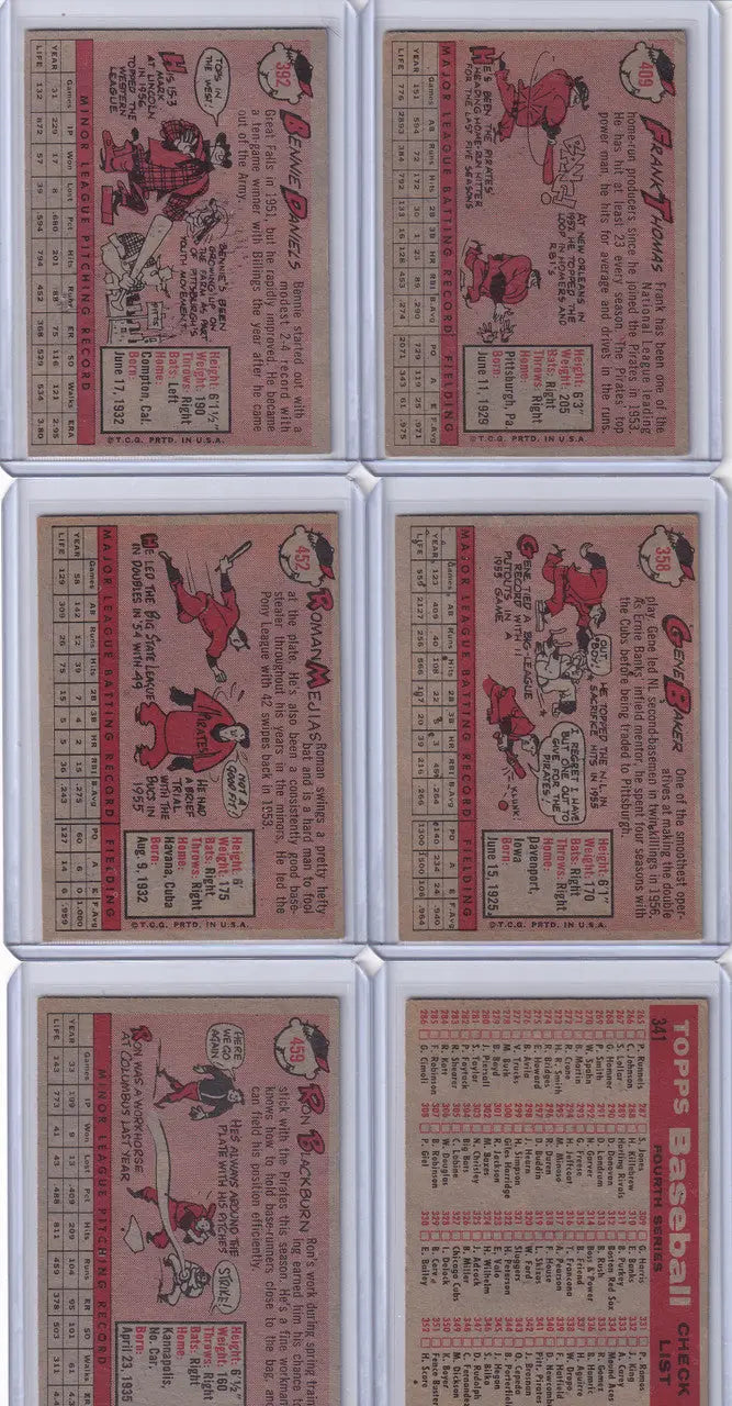 Vintage Pittsburgh Pirates team baseball cards with red-tinted designs and Asian text