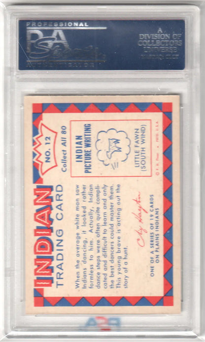 Encapsulated vintage Indian trading card featuring Dancing Sioux from 1959 PSA 9