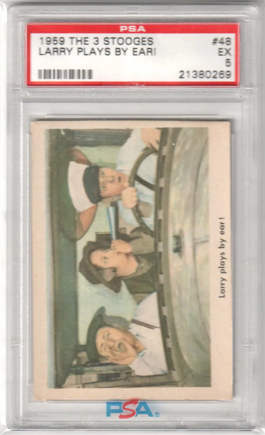 Graded 1959 The 3 Stooges Larry Plays By Ear trading card PSA 5