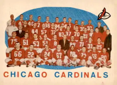 Vintage Chicago Cardinals team photo from 1959 Topps 118 showcasing Chicago Cardinals football