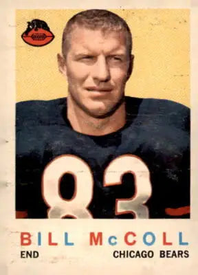 Vintage Bill McColl football card from 1959 Topps #151 featuring Chicago Bears memorabilia