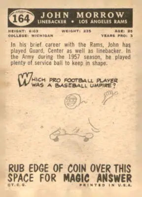 Vintage trading card of John Morrow from the Los Angeles Rams 1959 Topps series