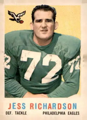 Vintage football card featuring Jess Richardson of the Philadelphia Eagles from 1959 Topps