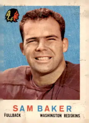 Vintage football card featuring Sam Baker from 1959 Topps #175 for Baker Football collectors