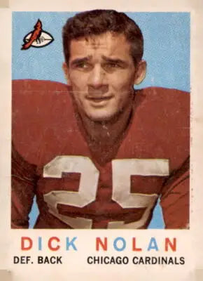 Vintage 1959 Topps Dick Nolan sports trading card, collectible football trading card