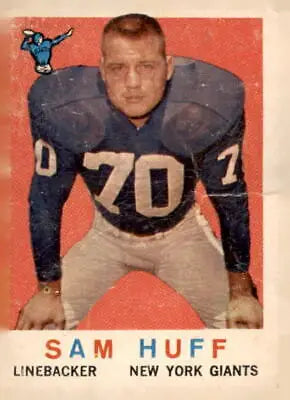 Vintage Sam Huff football card featuring Sam Huff of the New York Giants from 1959 Topps