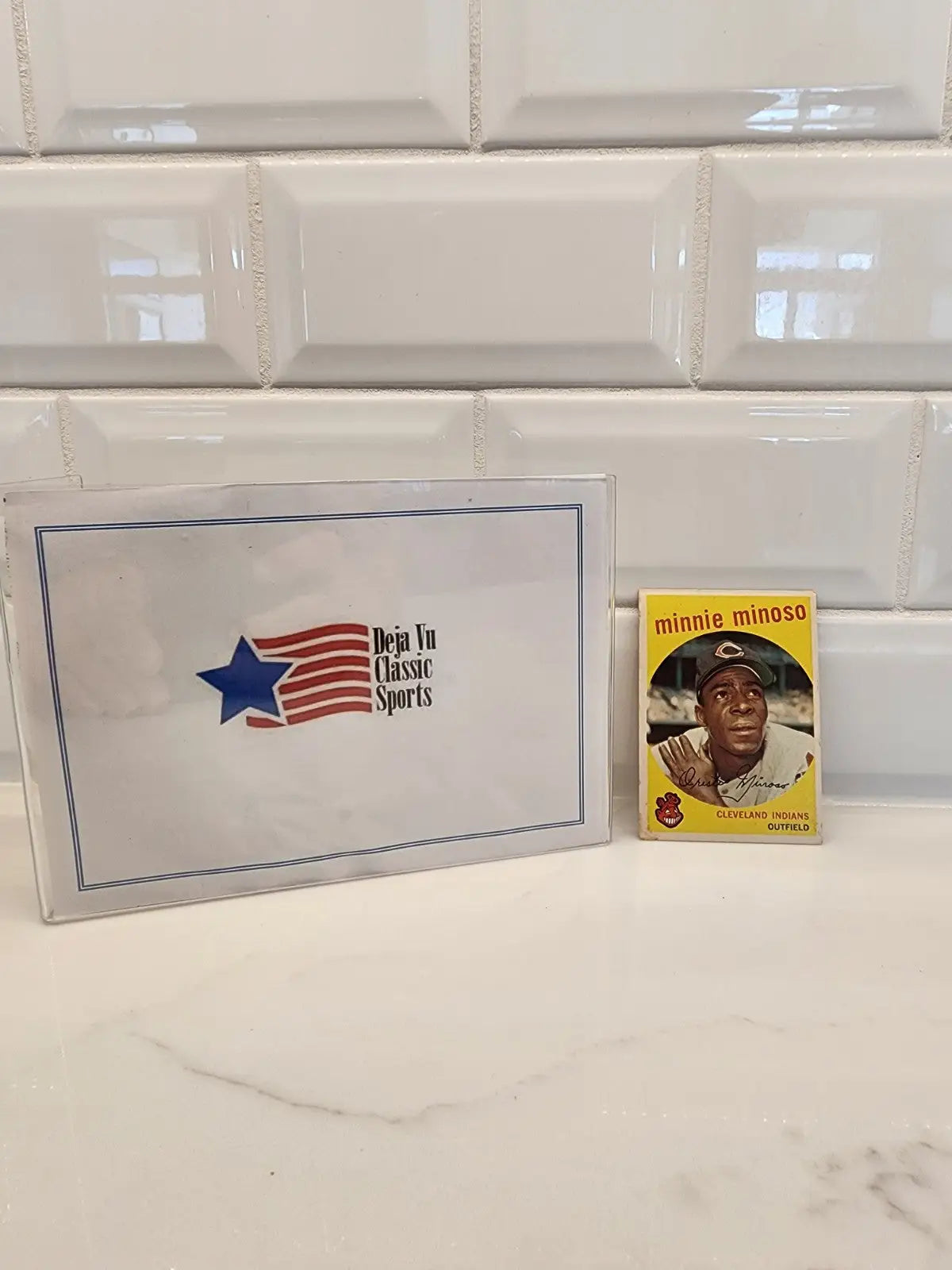 1959 Topps Minnie Minoso trading card and Deja Vu Classic Sports package
