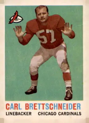 Vintage 1959 Topps Carl Brettschneider football card featuring Carl Brettschneider football memorabilia