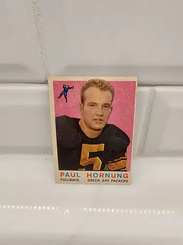 Vintage Paul Hornung football trading card from 1959 Topps #82, a collectible sports trading card