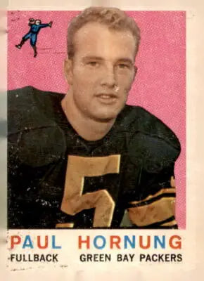Paul Hornung football card from 1959 Topps showcasing Green Bay Packers star player