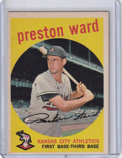 Vintage 1959 Topps Baseball card of Preston Ward, Kansas City Athletics player