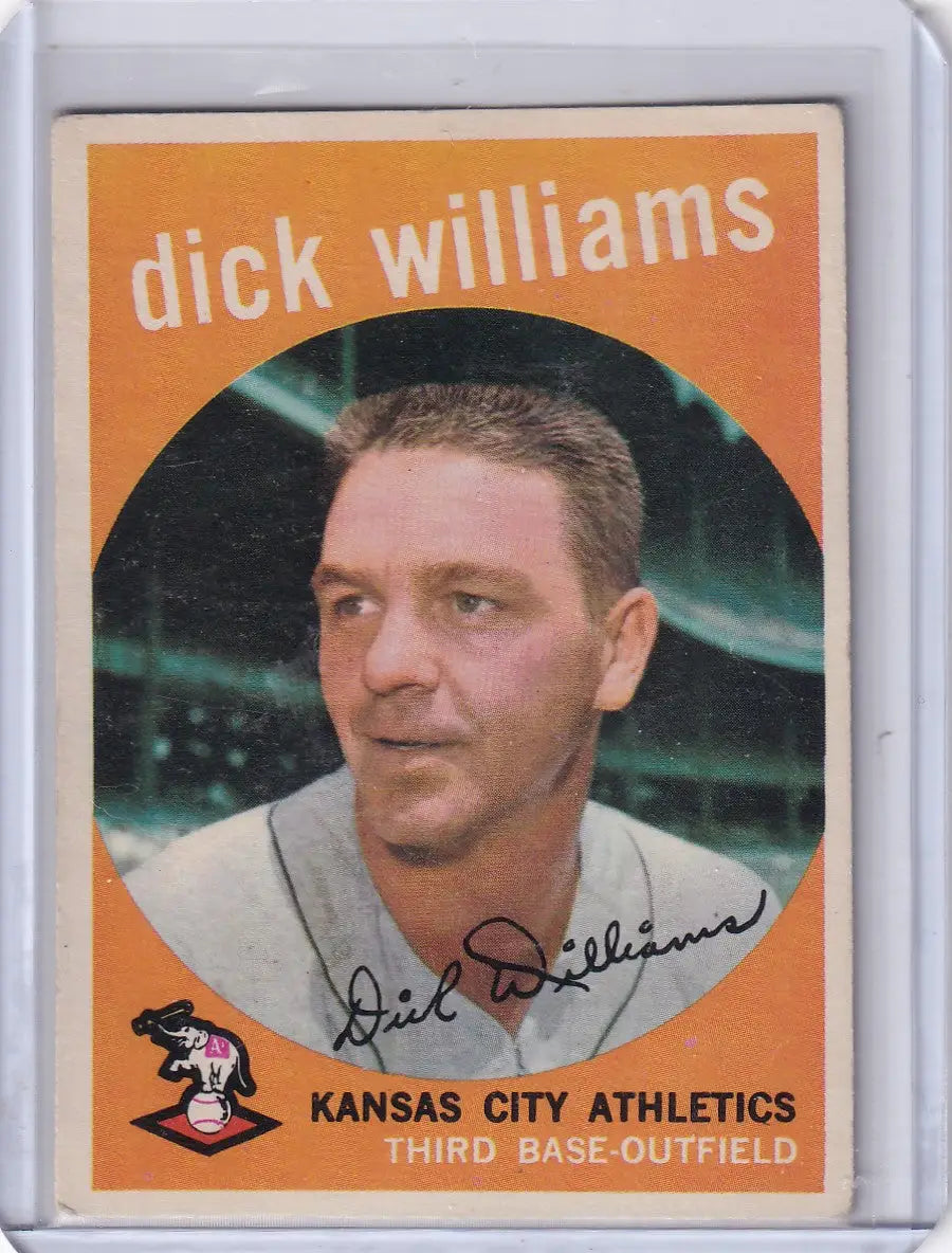 Vintage 1959 Topps Baseball card of Dick Williams for Kansas City Athletics