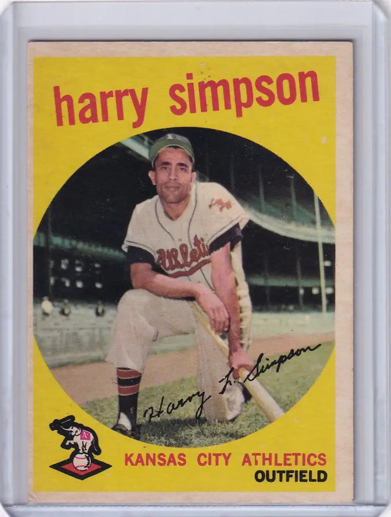 Vintage Topps Baseball card of Harry Simpson from the Kansas City Athletics
