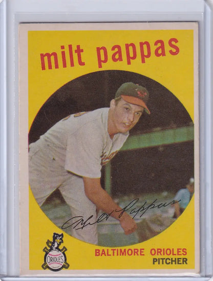 Milt Pappas 1959 Topps Baseball card featuring the Baltimore Orioles