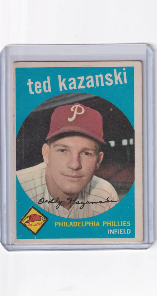 Vintage 1959 Topps Baseball Card of Ted Kazanski, Philadelphia Phillies Infielder
