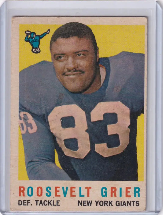 Vintage 1959 Topps Football card of Roosevelt Grier from New York Giants