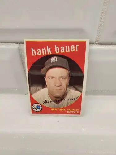 Hank Bauer baseball trading card from 1959 Topps White Back series #240