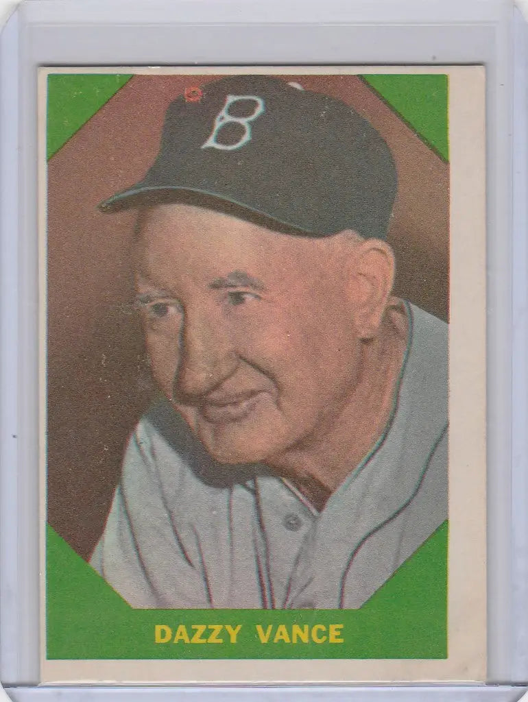 Baseball card of Dazzy Vance in Brooklyn Dodgers uniform from Fleer Baseball Greats EXMT