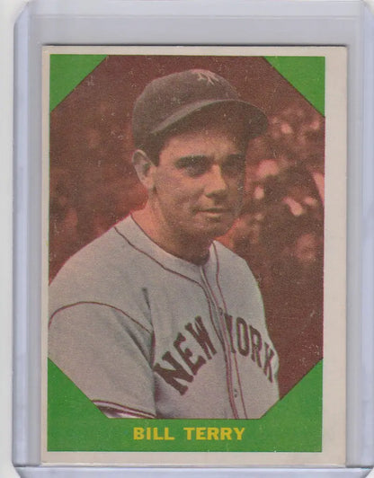 Vintage 1960 Fleer Baseball Greats #52 Bill Terry New York Giants EXMT card in gray uniform