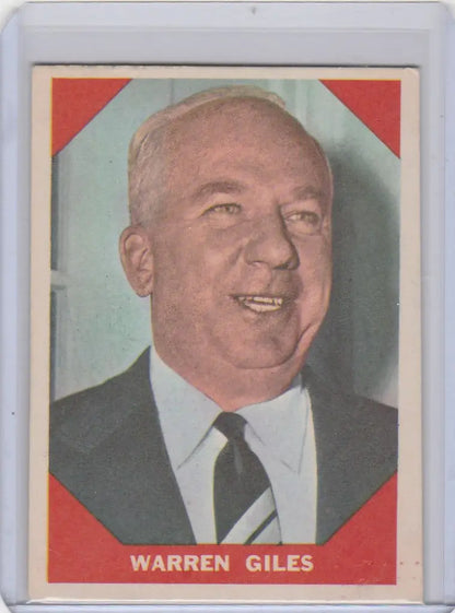 Portrait of Warren Giles, President, featured on 1960 Fleer Baseball Greats #73 EXMT