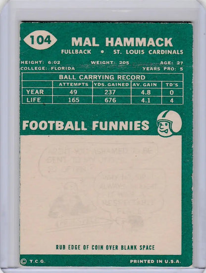 Vintage Mal Hammack St. Louis Cardinals EXMT trading card on green background