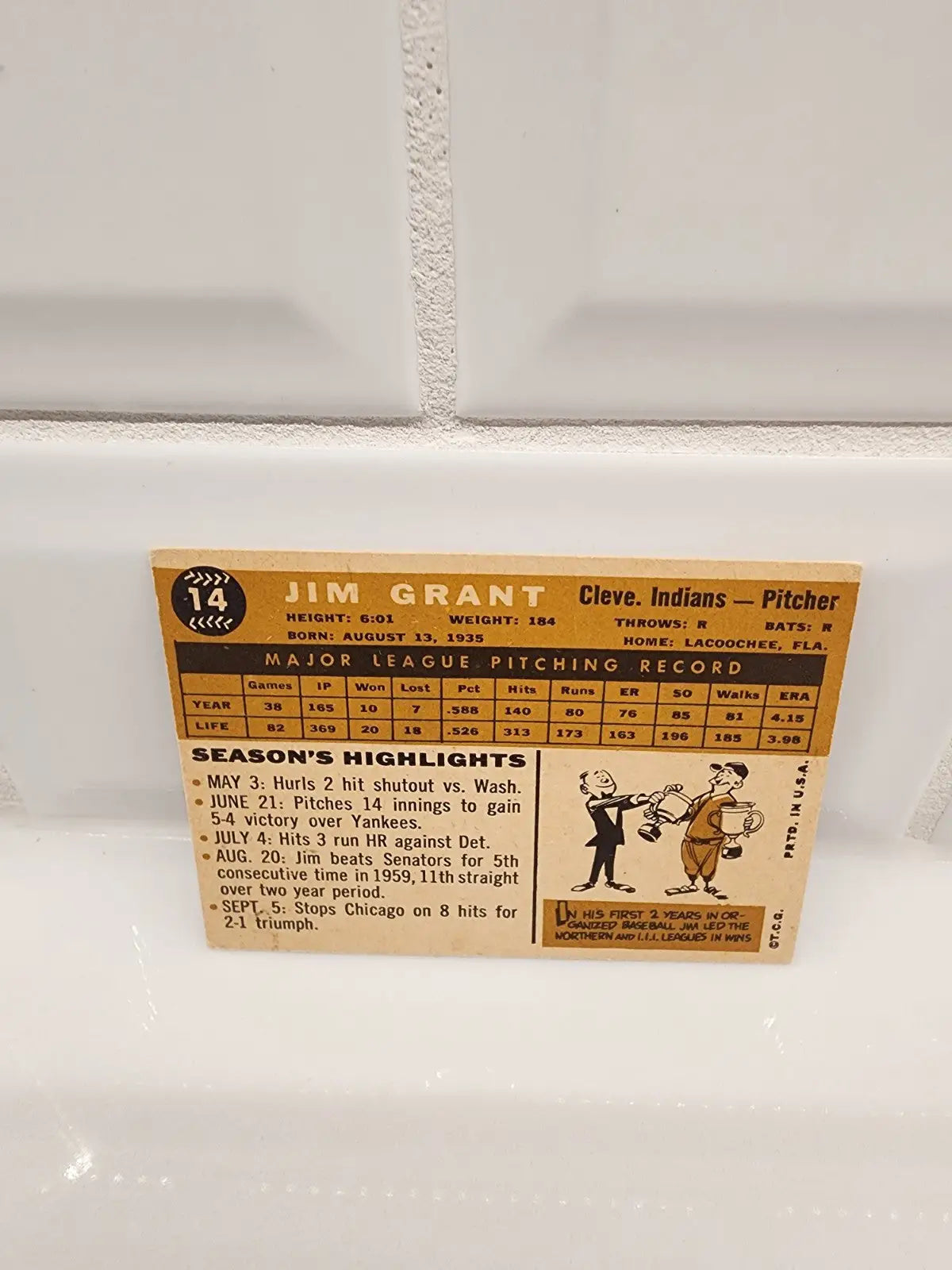 Vintage Jim Grant baseball card featuring Mudcat Grant from 1960 Topps Cleveland Guardians
