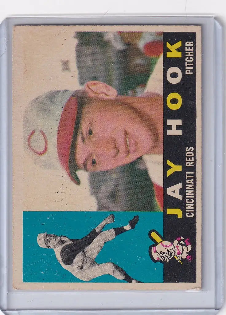 Vintage trading card of Jay Hook from the Cincinnati Reds, 1960 Topps #187