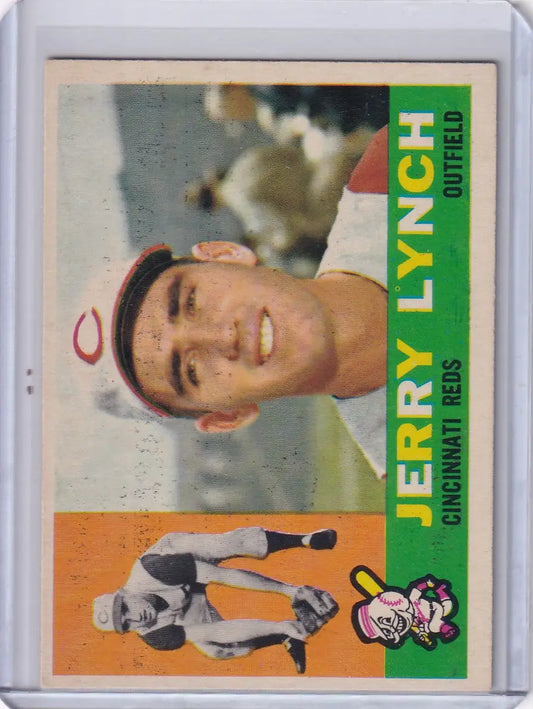 1960 Topps Jerry Lynch Cincinnati Reds baseball card displayed in product listing