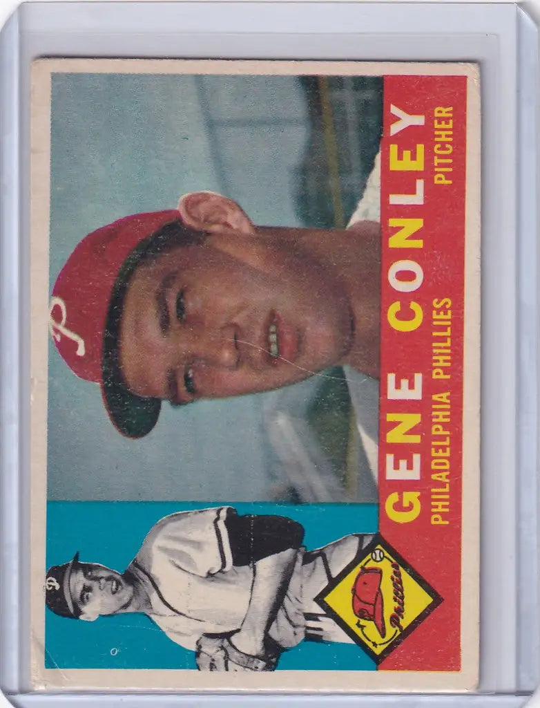 Vintage baseball card of Gene Conley from the Philadelphia Phillies, 1960 Topps #293