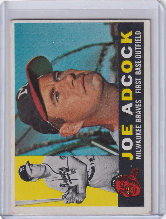 Baseball card of Joe Adcock from the Milwaukee Braves 1960 Topps set